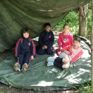 Year 4 children in outdoor camp
