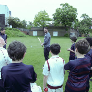 Jordan Clark Cricket Masterclass with children