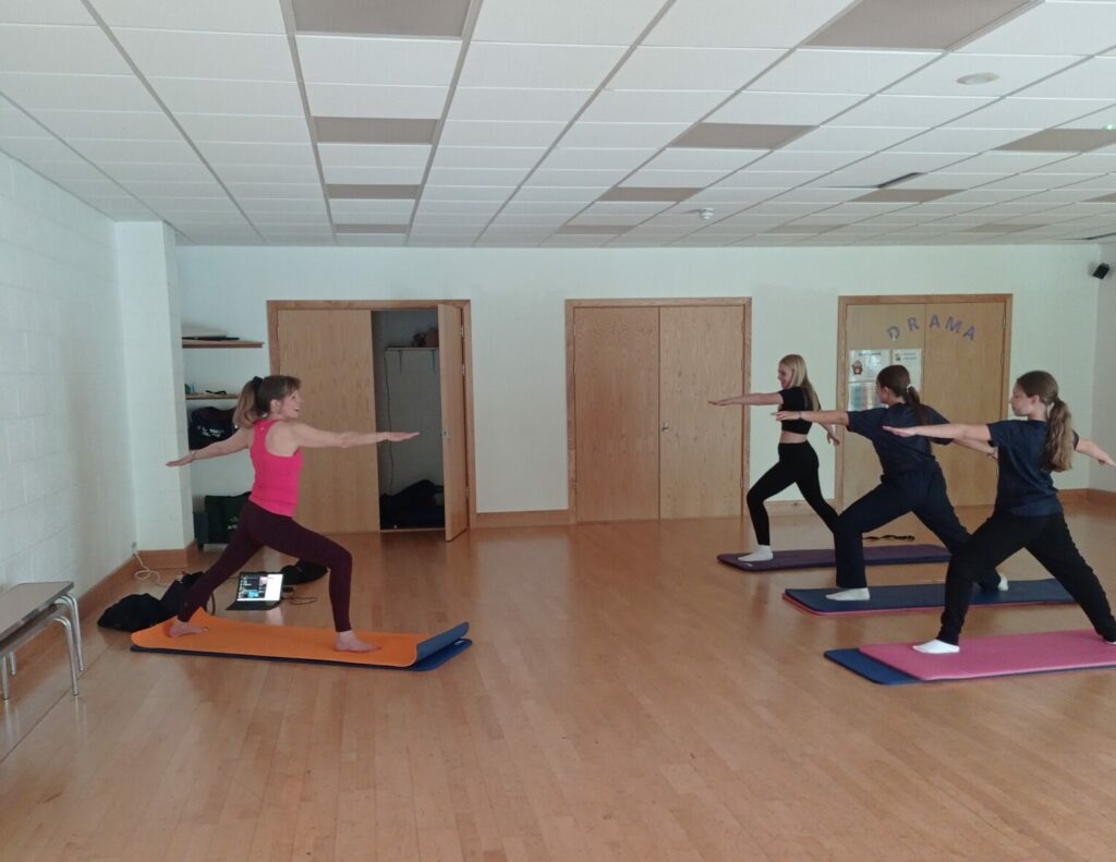 Yoga in dance studio