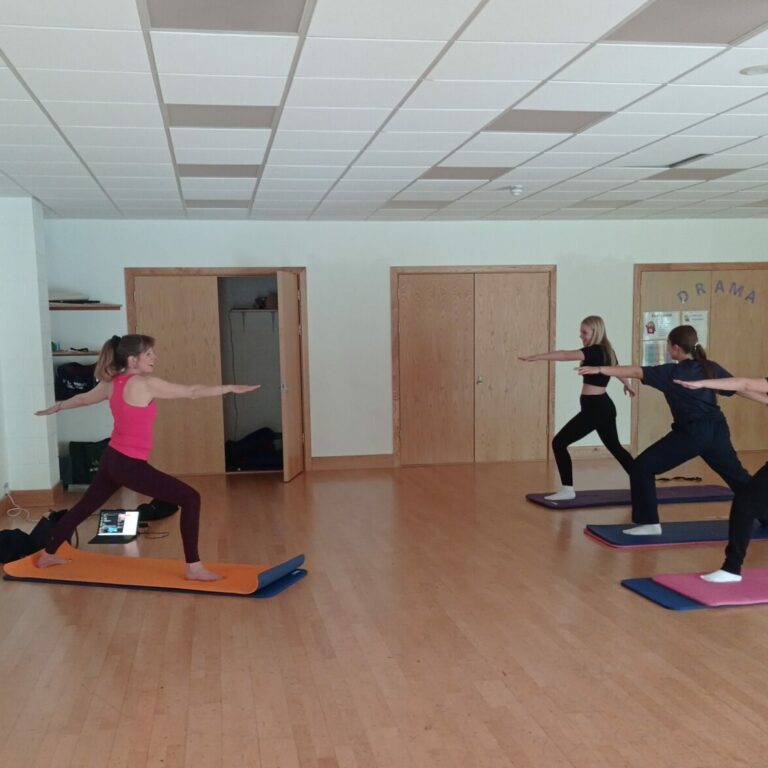 Yoga in dance studio