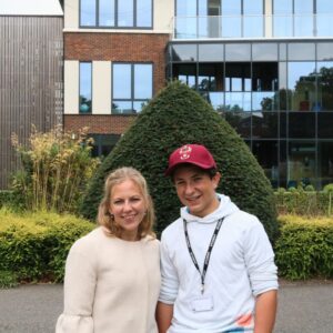 Mum and son smiling