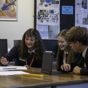 Senior school students working in a group